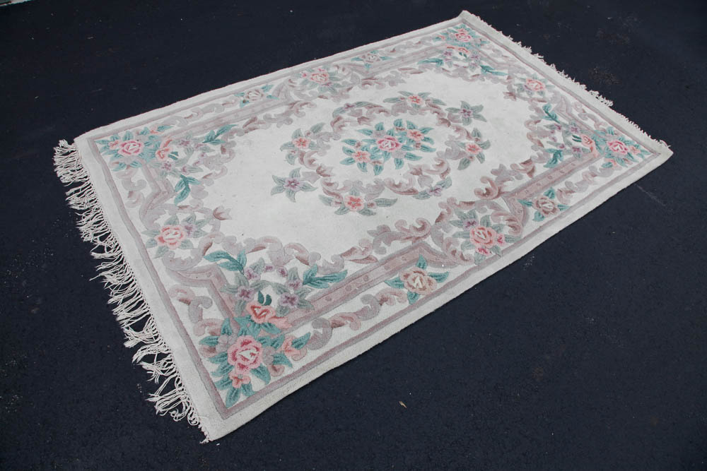 Tufted and Carved Floral Wool Area Rug