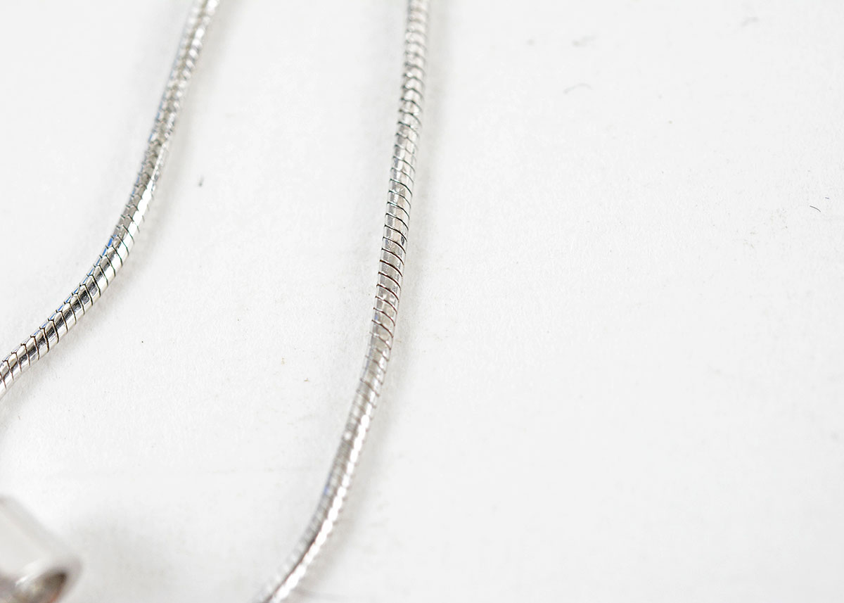 14K White Gold Diamond and Sapphire Pendant Necklace