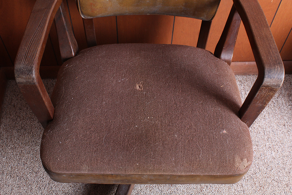 Vintage Walnut and Leather Upholstered Office Chair