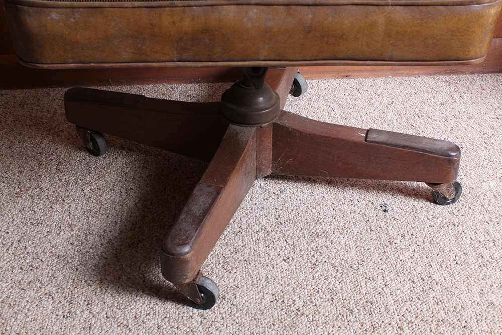 Vintage Walnut and Leather Upholstered Office Chair