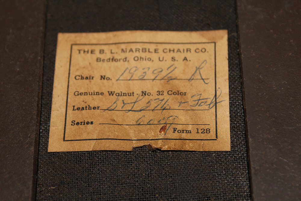 Vintage Walnut and Leather Upholstered Office Chair