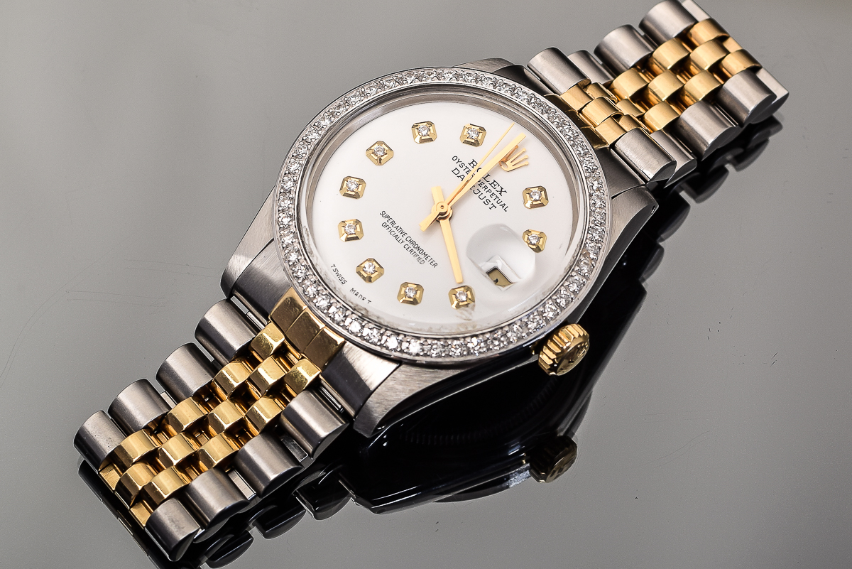 Men's Rolex Datejust 18K Yellow Gold and Diamond Watch