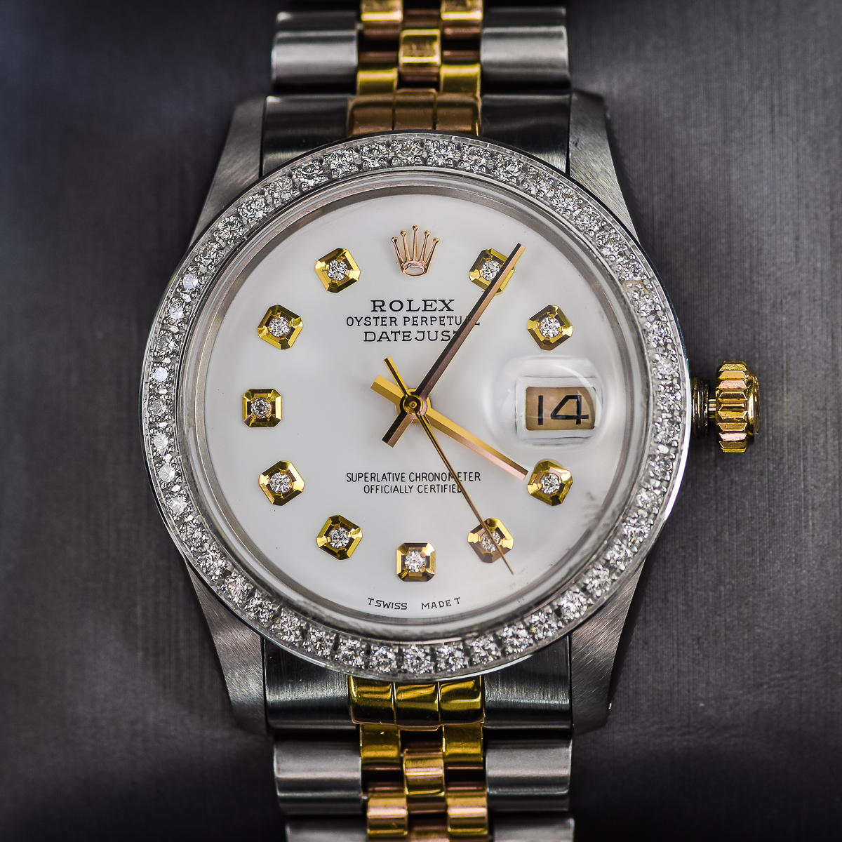 Men's Rolex Datejust 18K Yellow Gold and Diamond Watch
