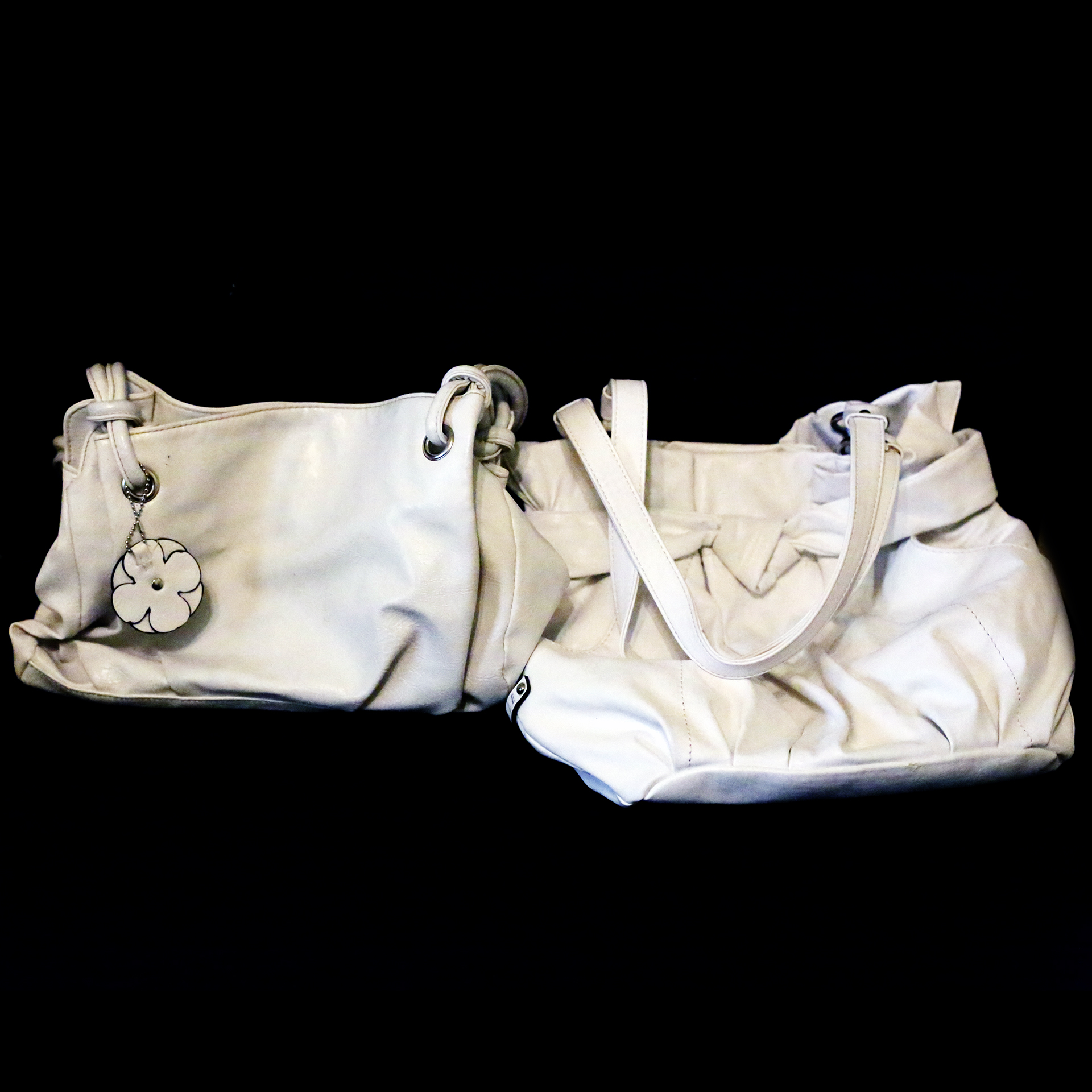 Pair of White Leather Purses