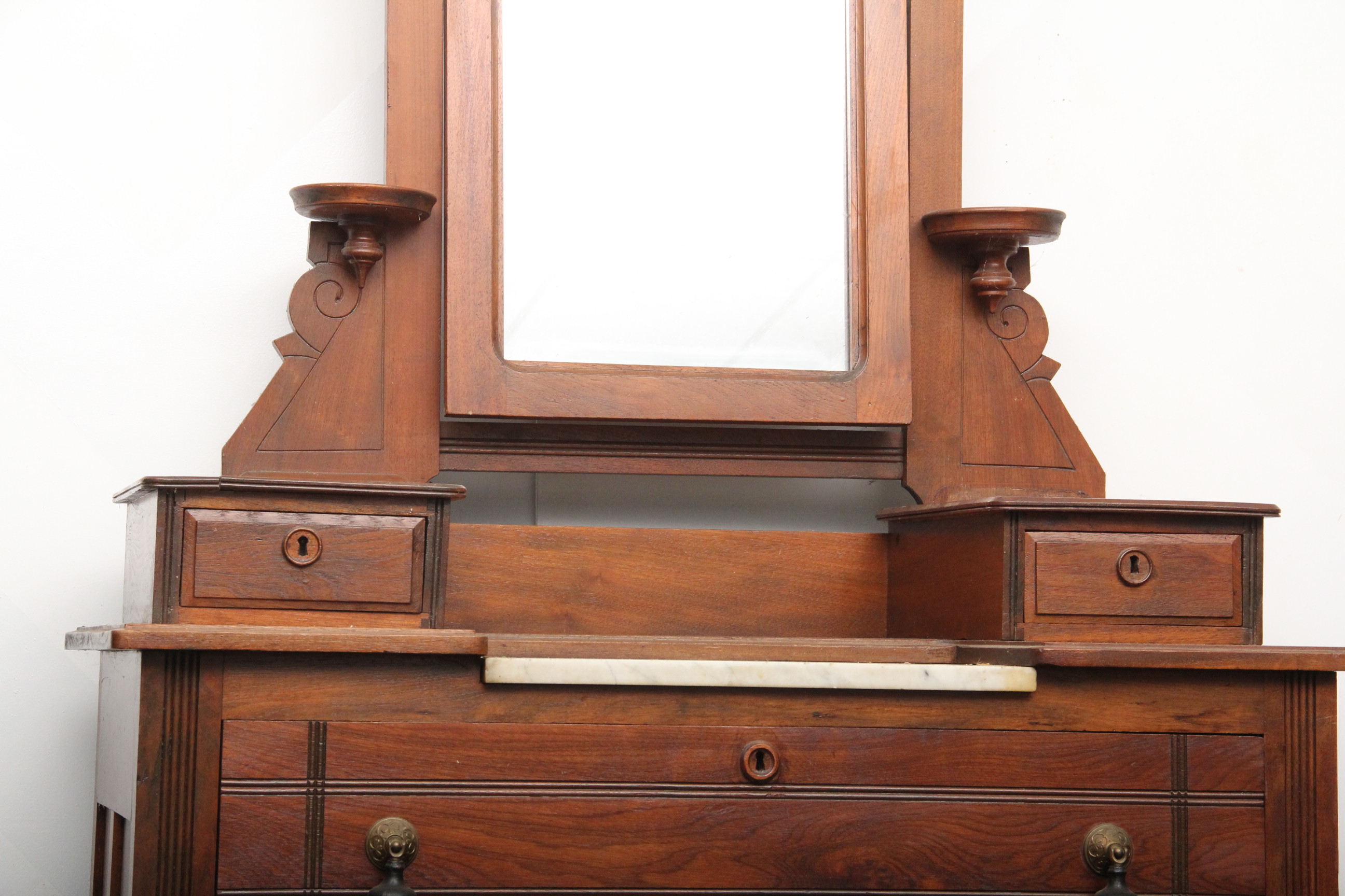 Antique Eastlake Victorian Walnut Dresser with Mirror