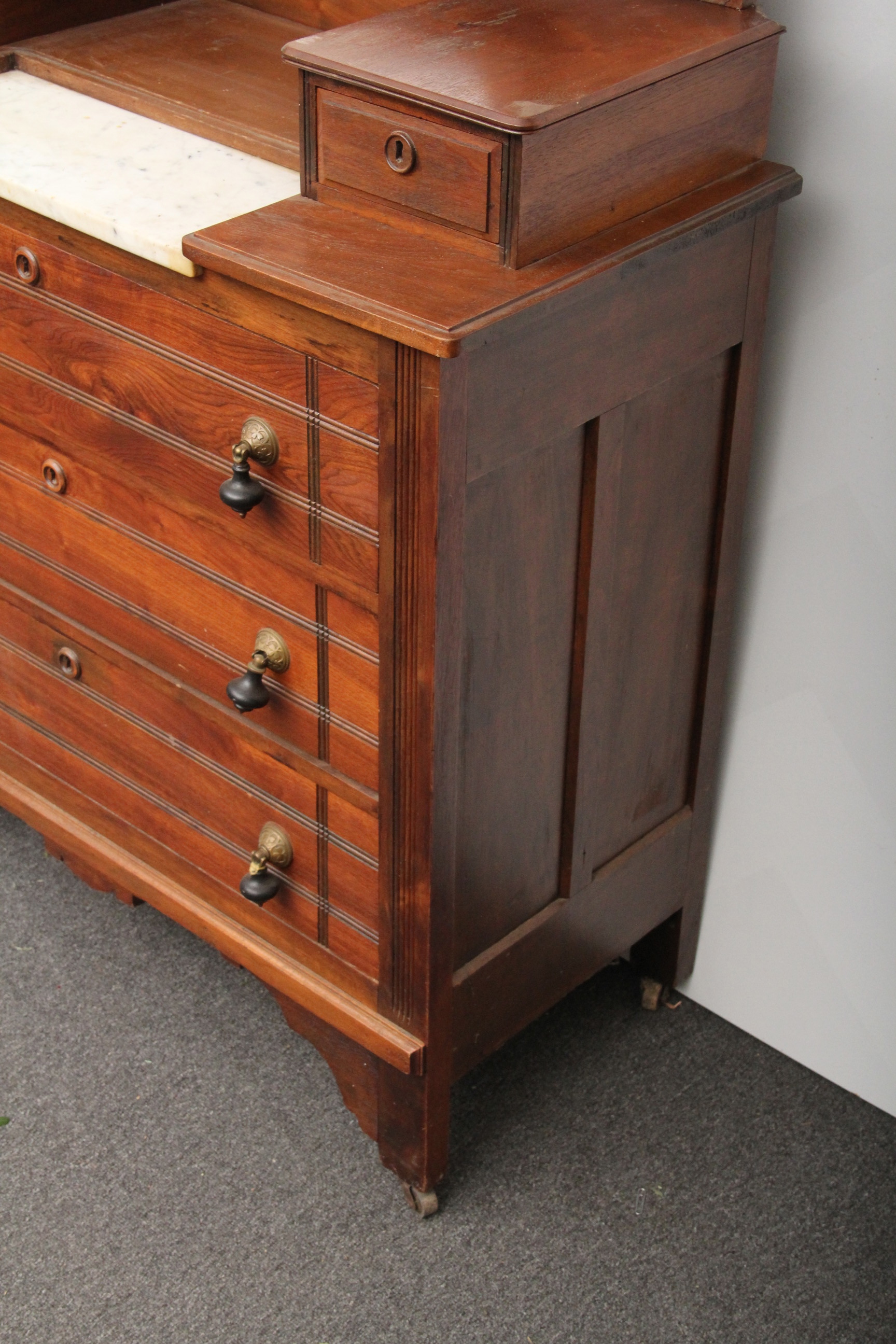 Antique Eastlake Victorian Walnut Dresser with Mirror