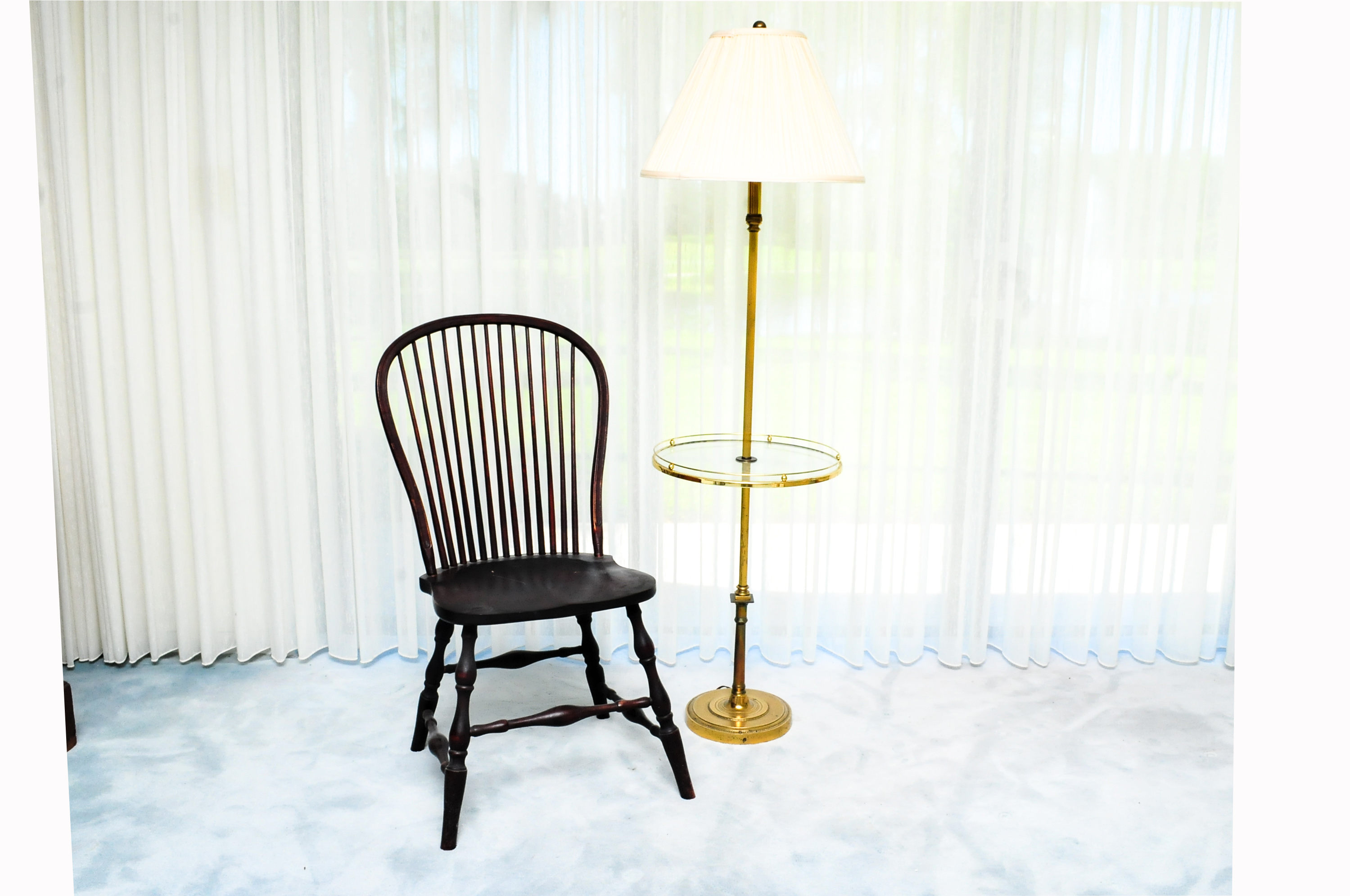Antique Spindleback Chair with Floorlamp