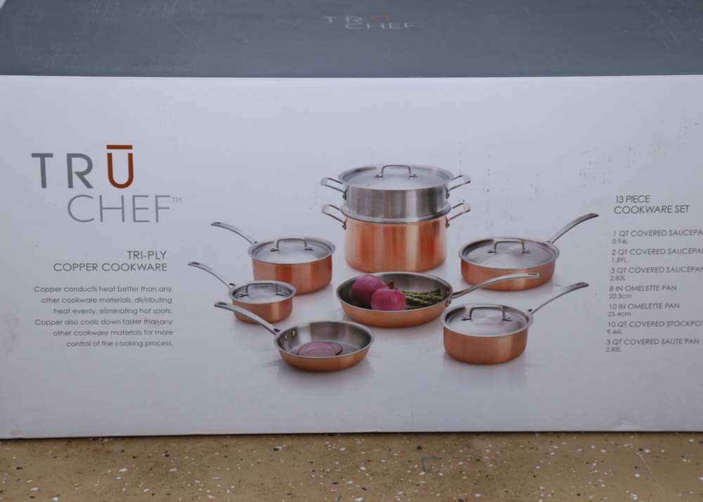 Tru Chef 13 Piece Tri-Ply Copper Cookware Set