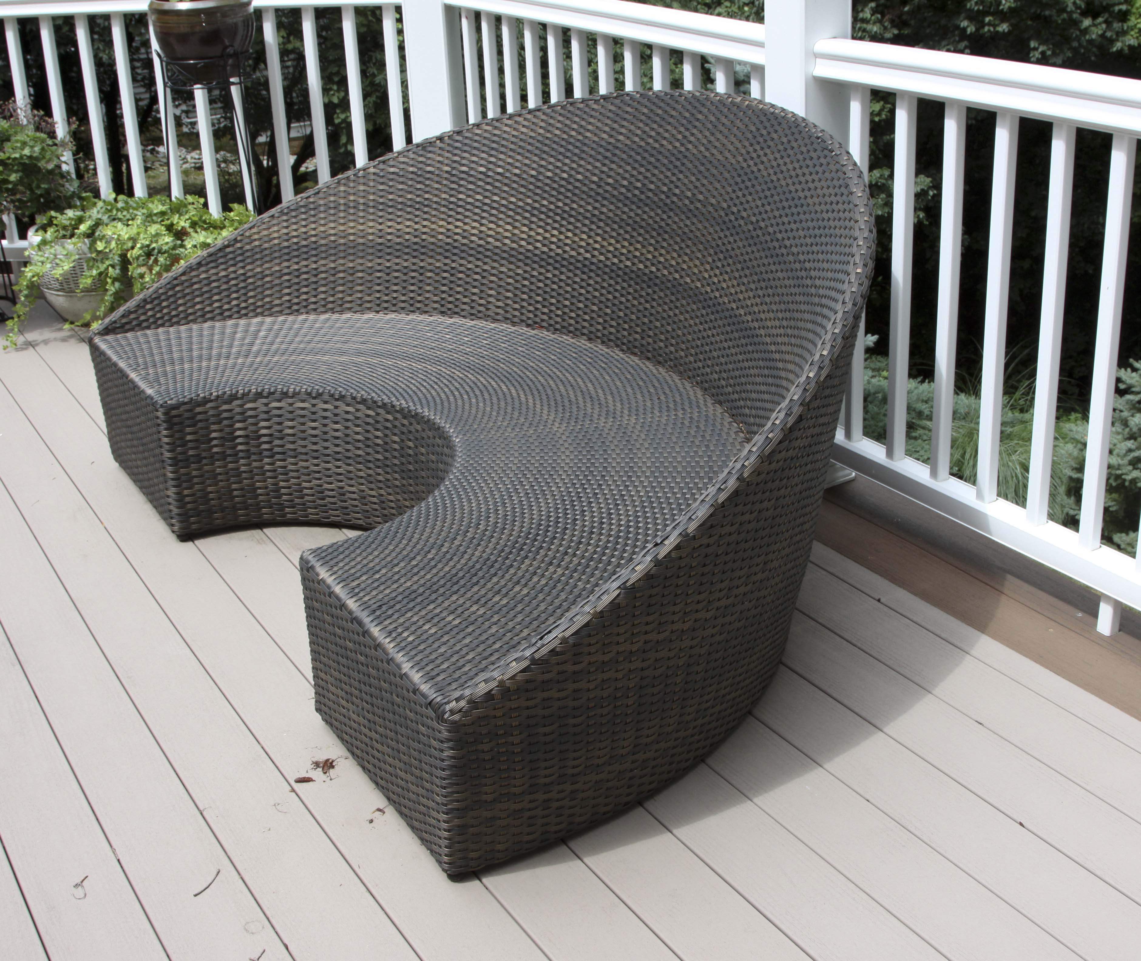Frontgate Half Circle Woven Patio Bench