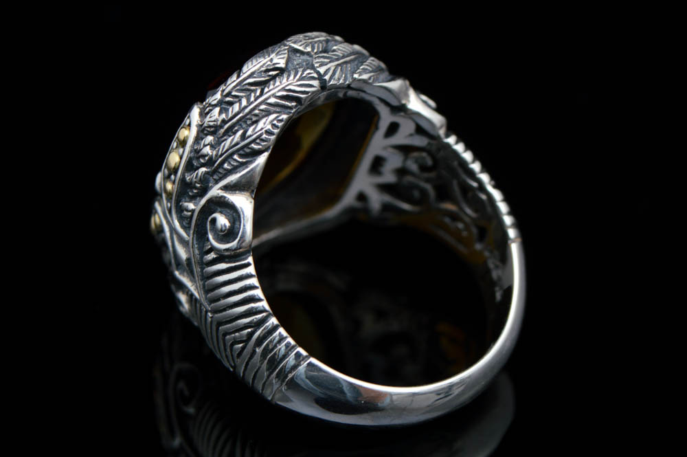 Robert Manse Sterling Silver, 18K Gold and Cognac Quartz Ring