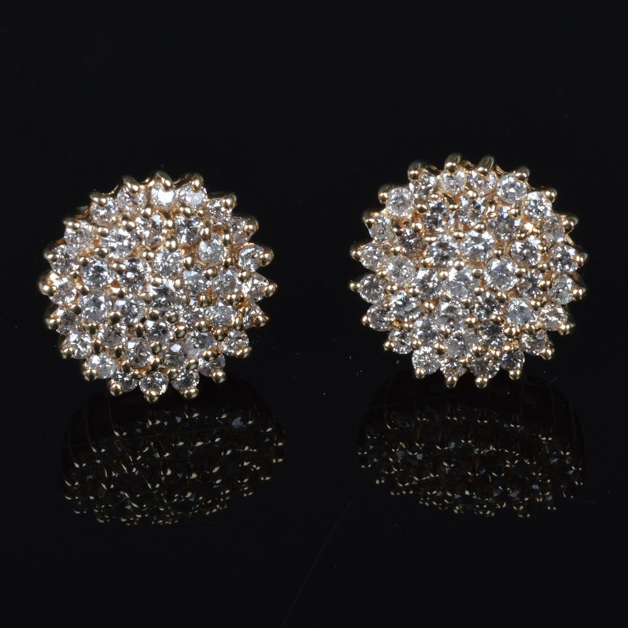 10K Yellow Gold 1.00 CTW Diamond Earrings