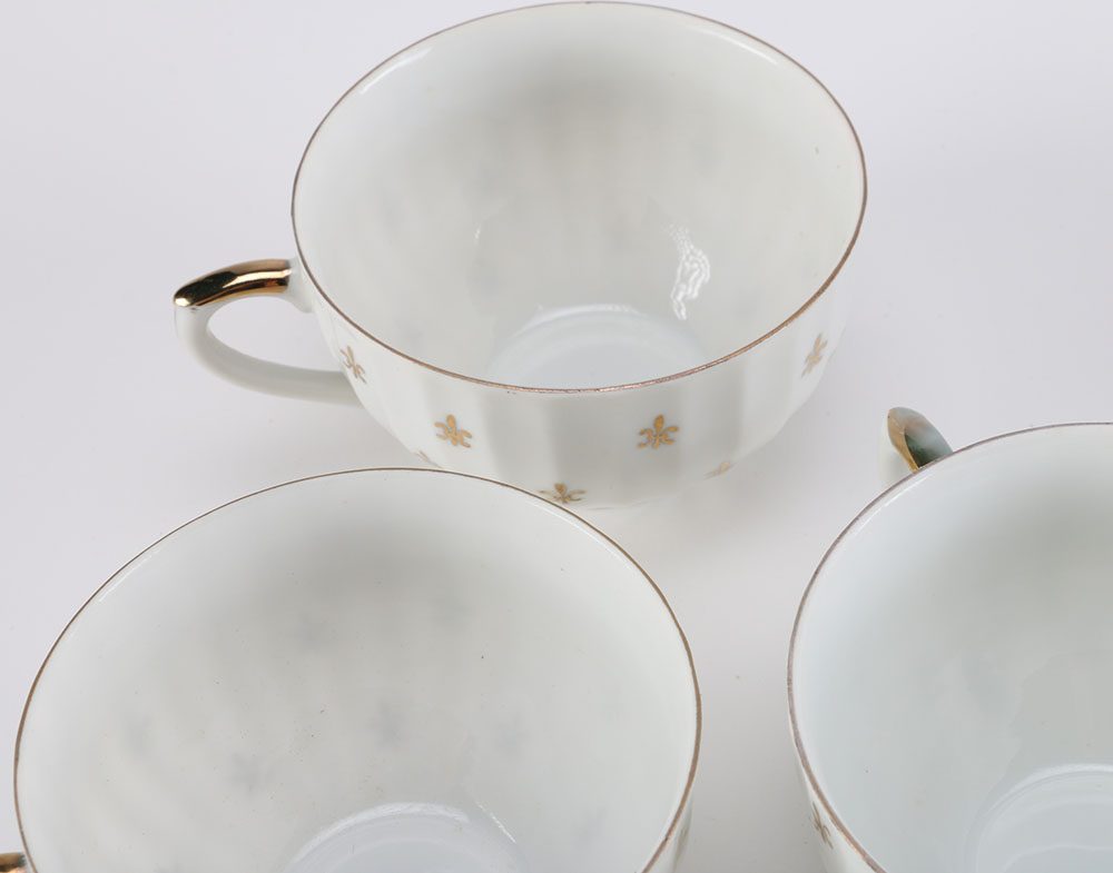 Lefton China " Flor De Lis (Scalloped)" Teacups with Case
