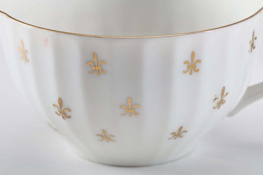 Lefton China " Flor De Lis (Scalloped)" Teacups with Case