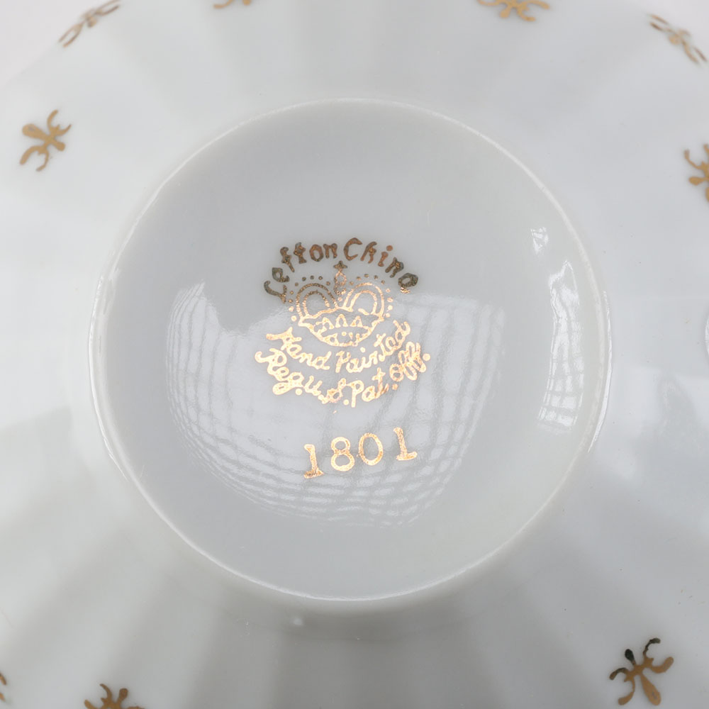 Lefton China " Flor De Lis (Scalloped)" Teacups with Case