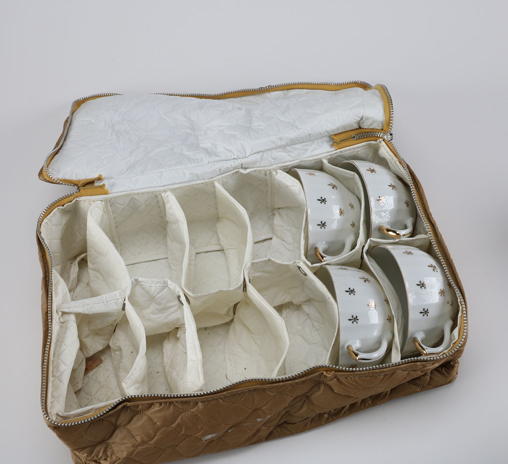 Lefton China " Flor De Lis (Scalloped)" Teacups with Case