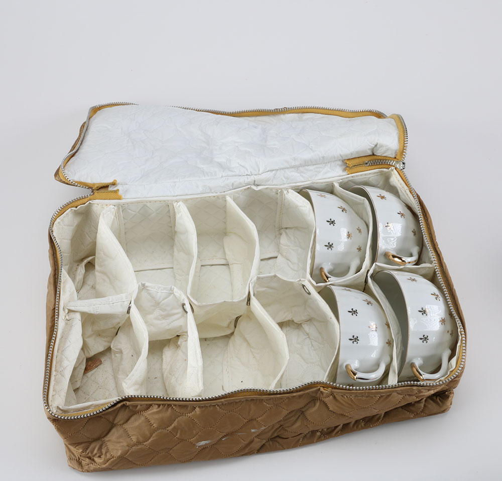 Lefton China " Flor De Lis (Scalloped)" Teacups with Case