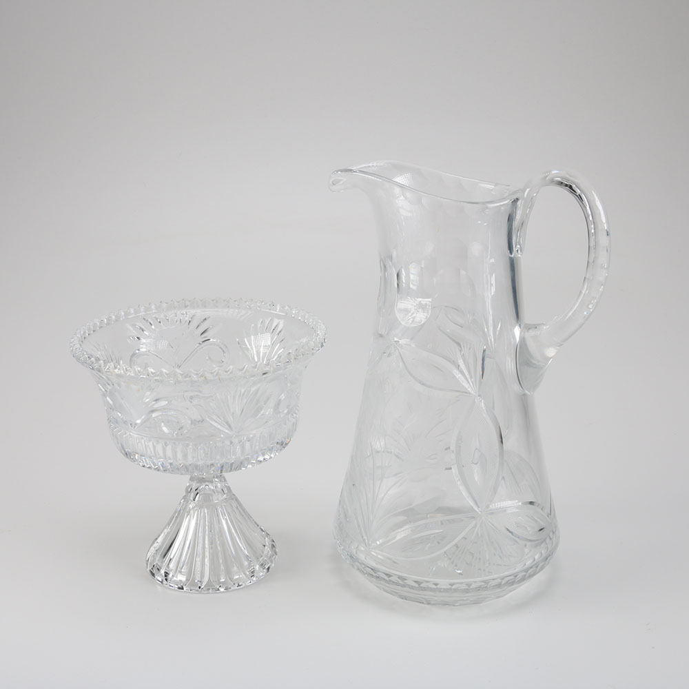 Crystal Bowl and Glass Pitcher