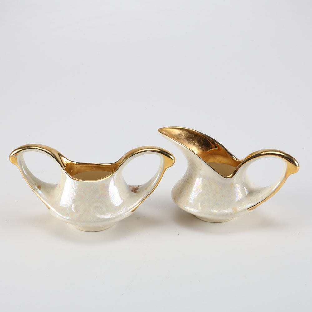 Pearl China Lusterware Creamer and Sugar Bowl