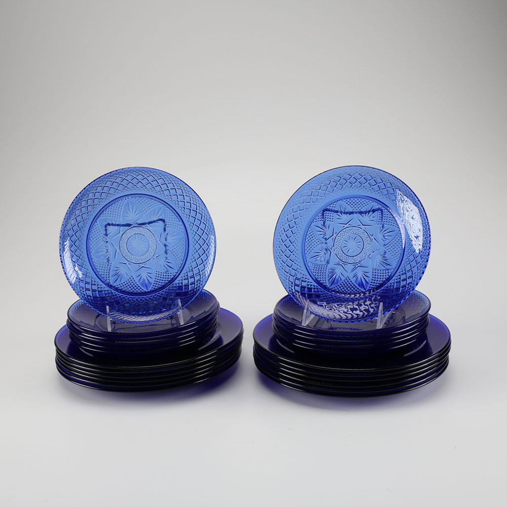 Collection of Blue Glass Plates