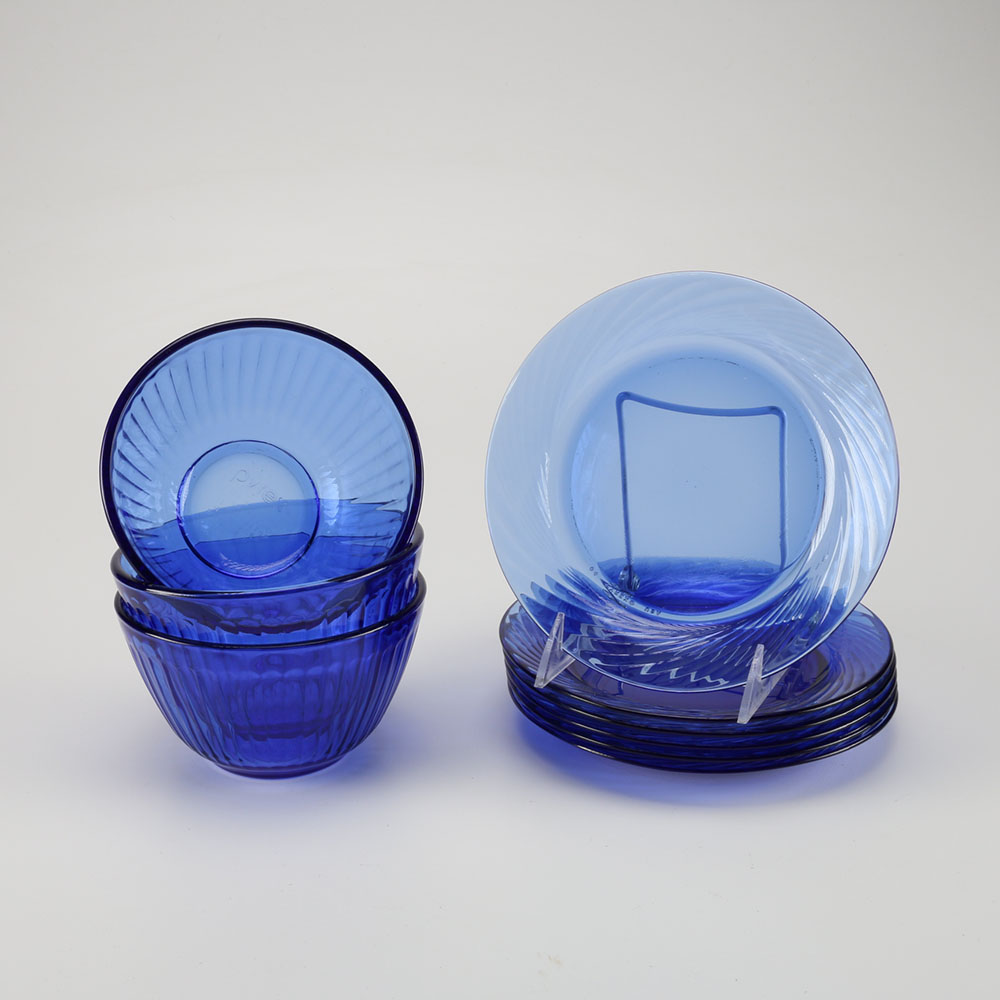 Blue Pyrex Plates and Bowls