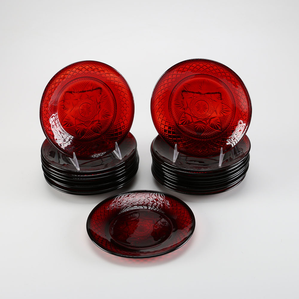 Set of Luminarc Arcoroc Ruby Glass Plates