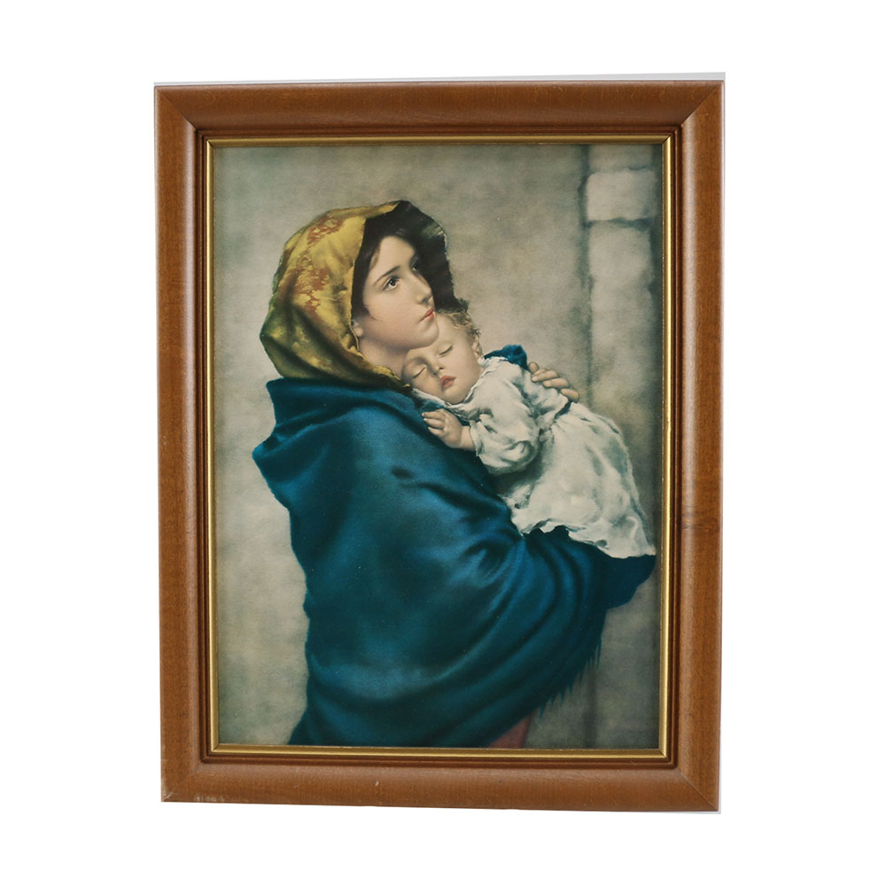 Framed "Mother and Child" Offset Lithograph
