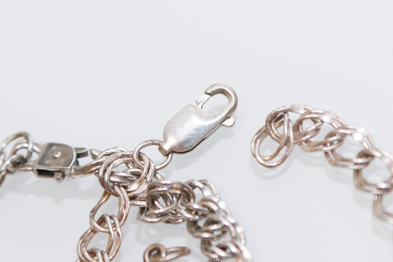 Two Sterling Silver Charm Bracelets with Collection of 925 Stamped Charms