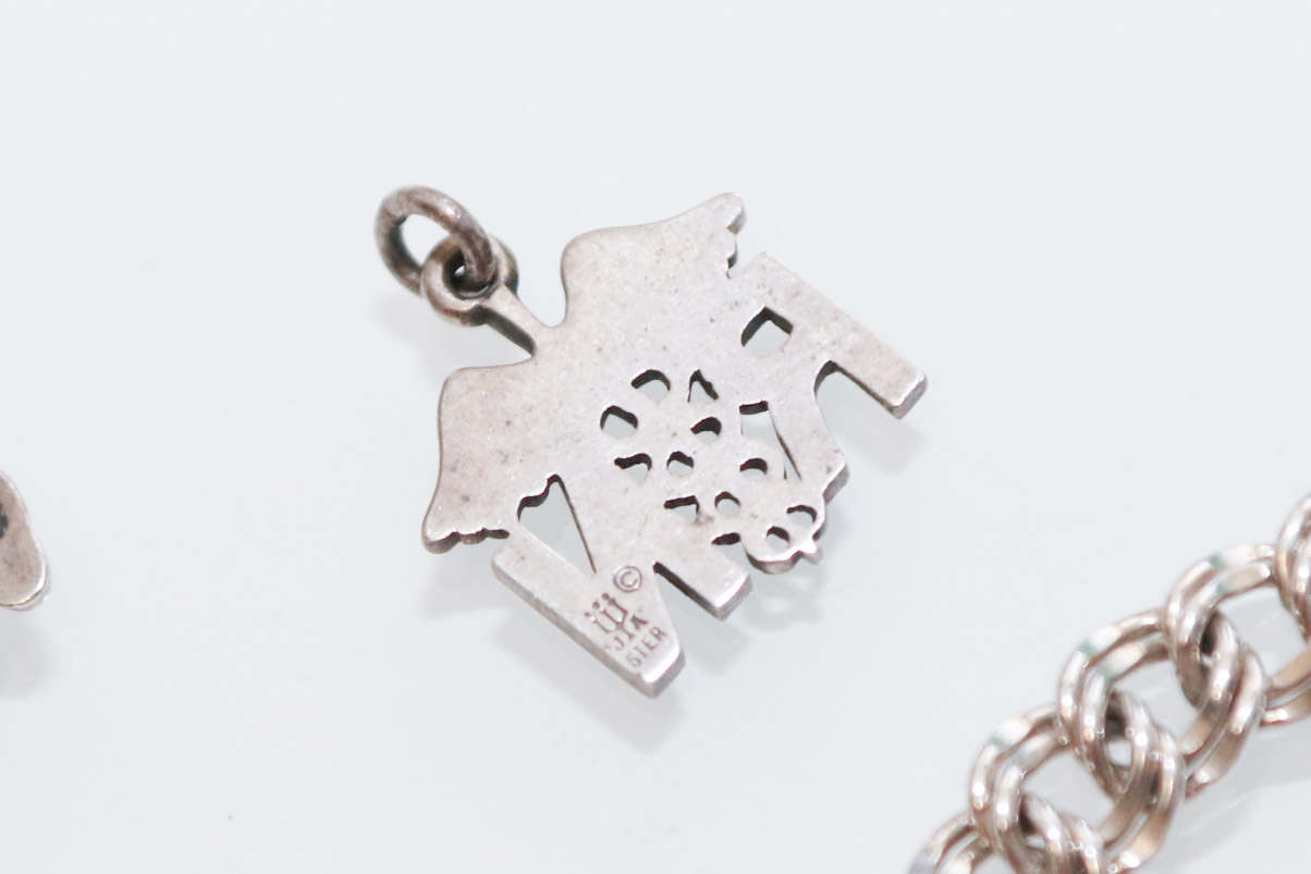 Two Sterling Silver Charm Bracelets with Collection of 925 Stamped Charms