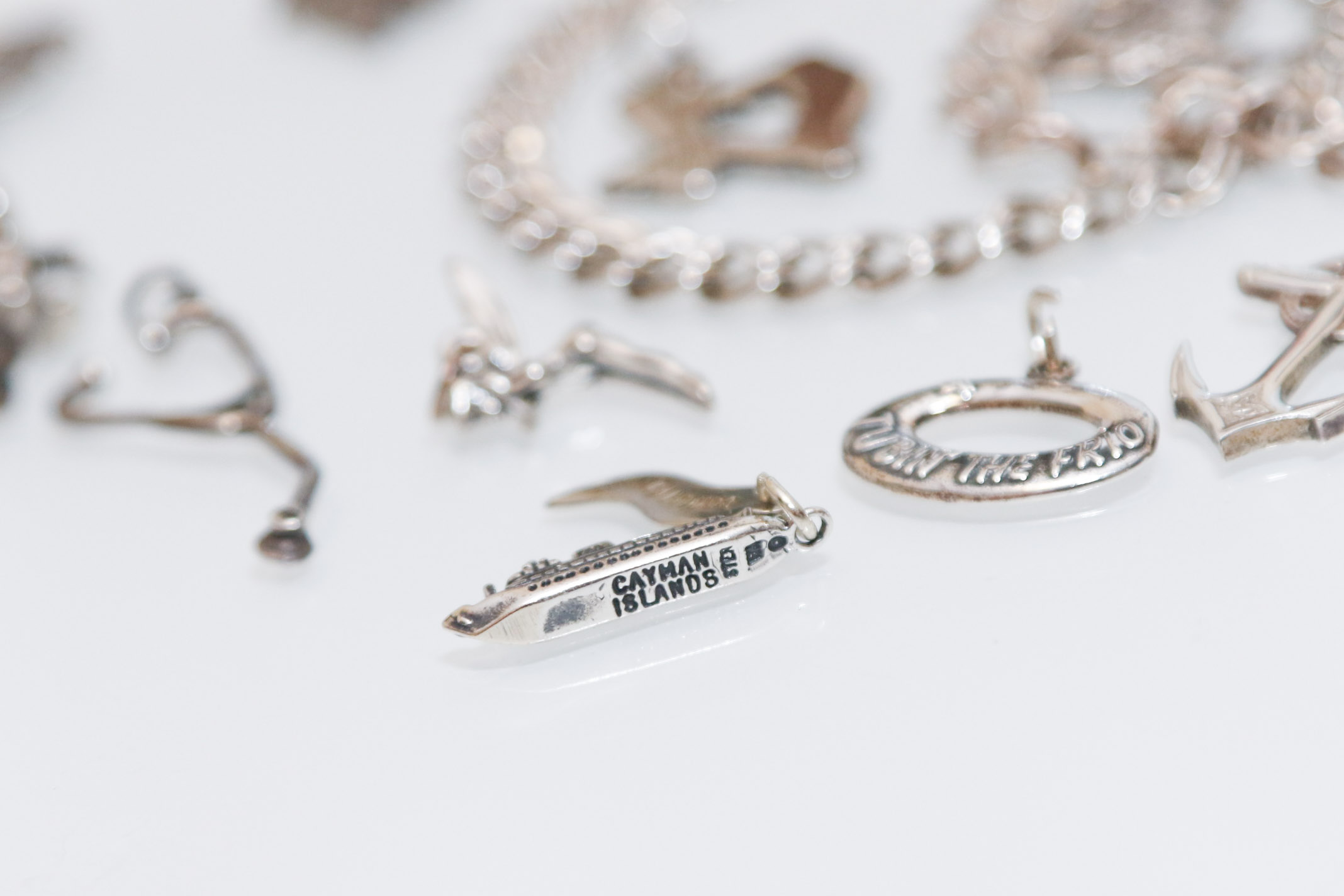 Two Sterling Silver Charm Bracelets with Collection of 925 Stamped Charms