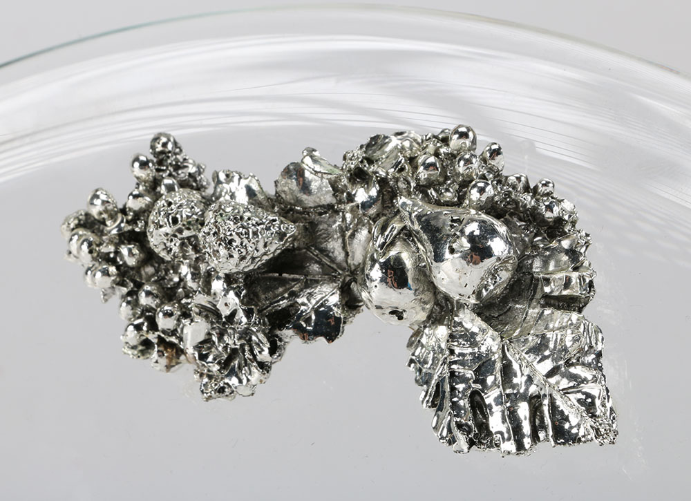 Set of Three Silver Plated Decorative Items with Grape Motif