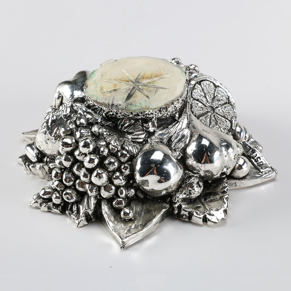 Set of Three Silver Plated Decorative Items with Grape Motif