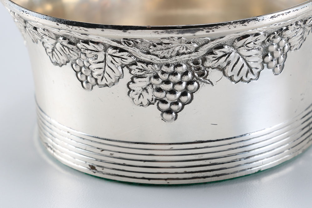 Set of Three Silver Plated Decorative Items with Grape Motif