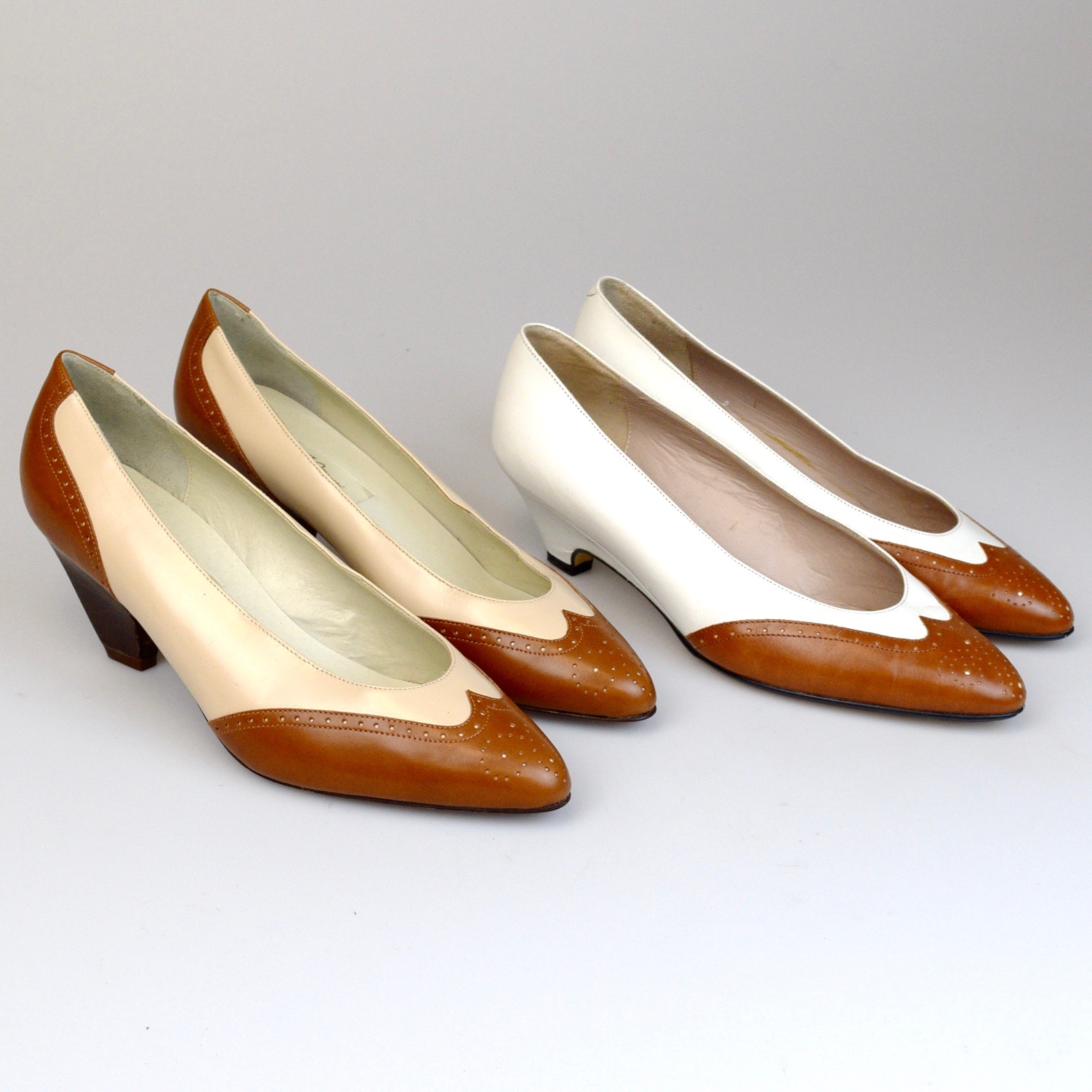 Vintage Italian Leather Spectator Shoes Size 6.5