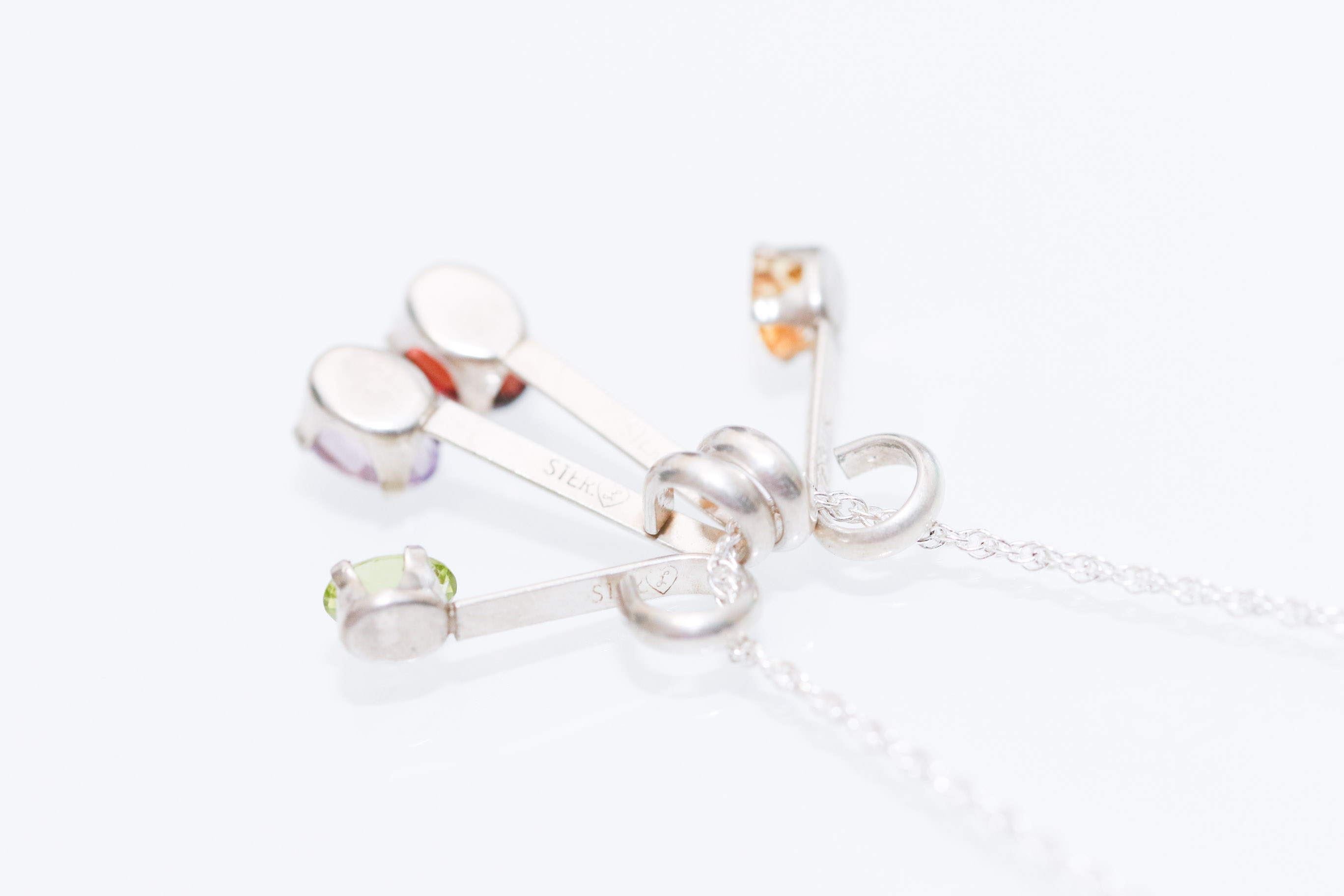 Sterling Silver Multi Gemstone Pendant Necklace