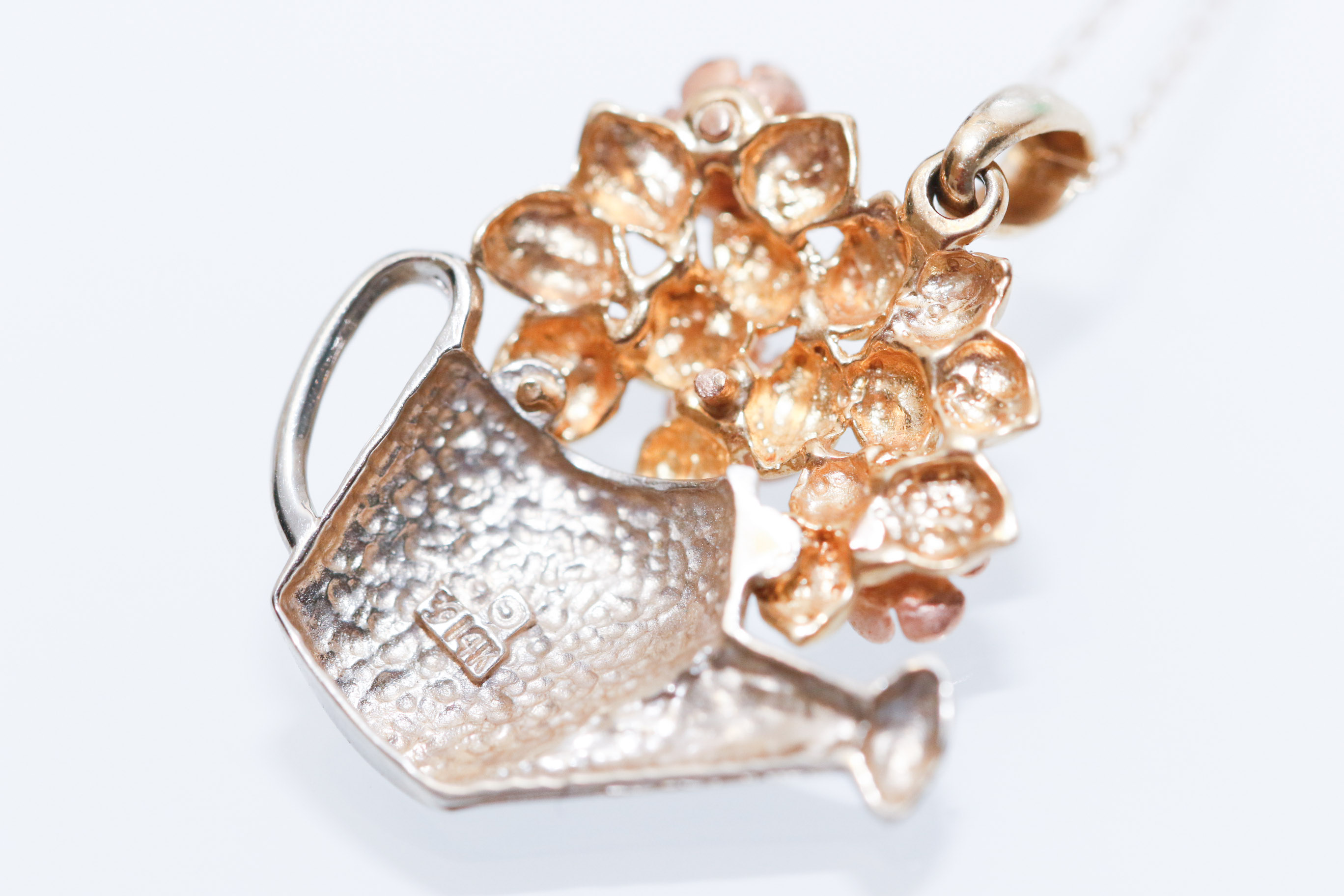 14K Gold Tri-Color Pendant on 10K Gold Chain Necklace