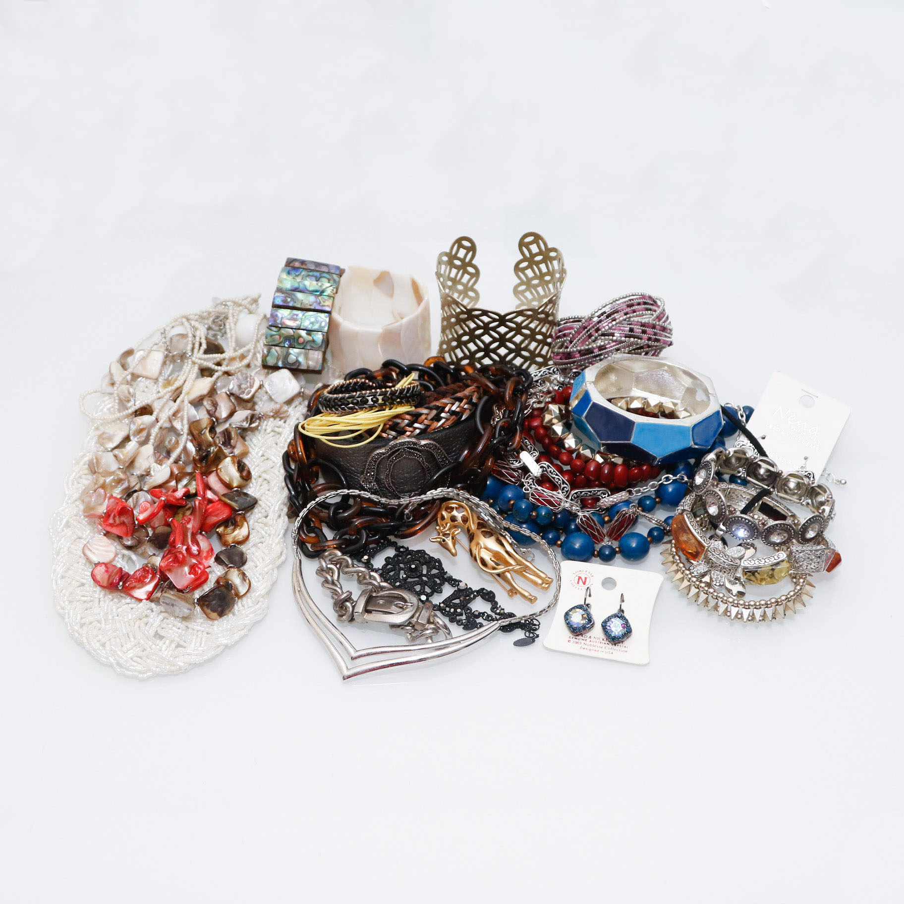 Collection of Costume and Fashion Jewelry with Hanging Storage
