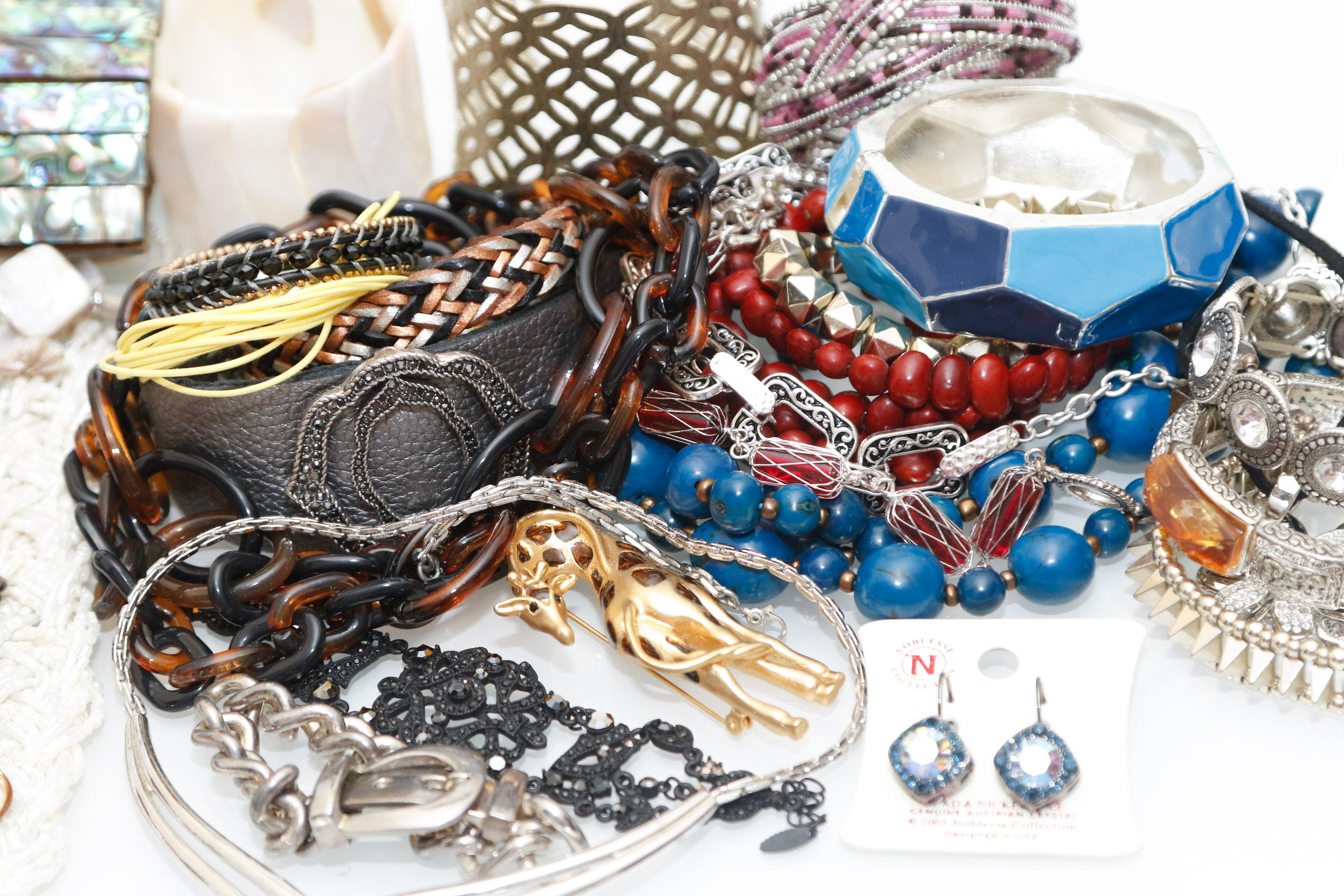 Collection of Costume and Fashion Jewelry with Hanging Storage