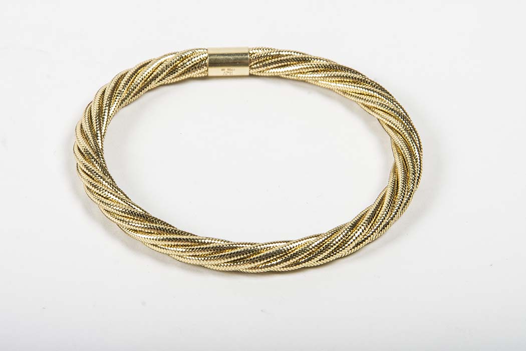 14 KT Gold Stretch Rope Bracelet with Cuff