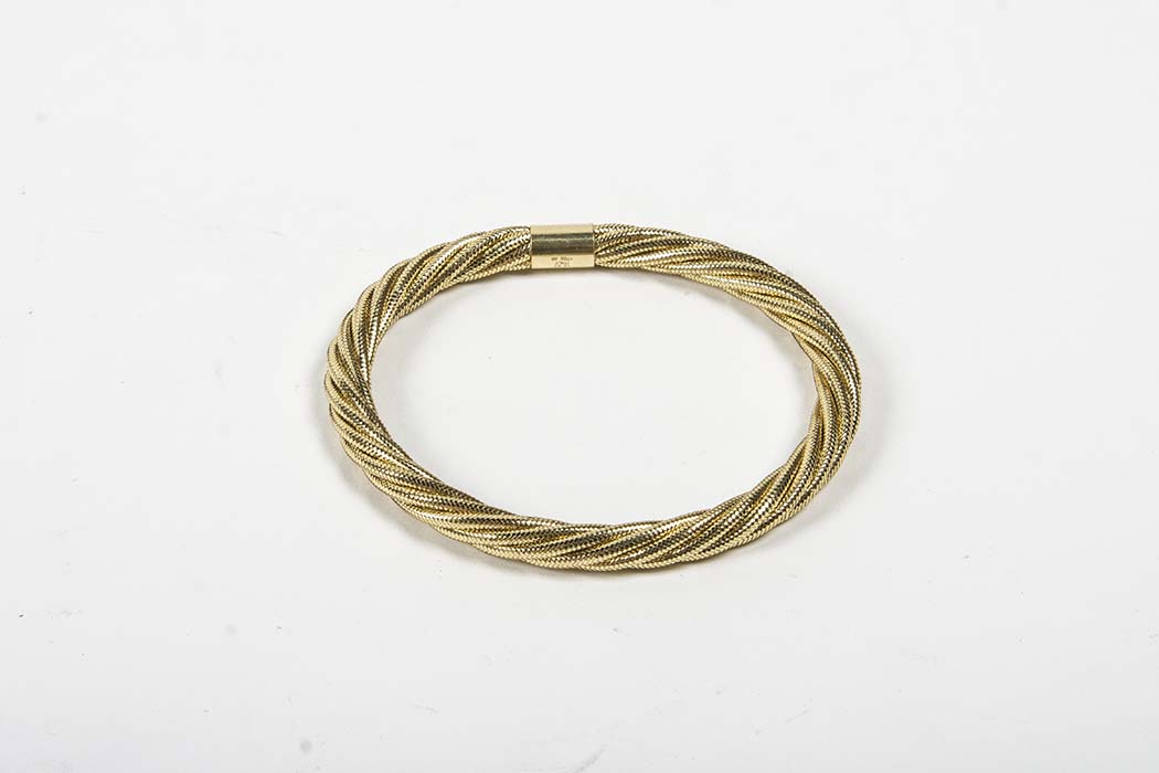 14 KT Gold Stretch Rope Bracelet with Cuff