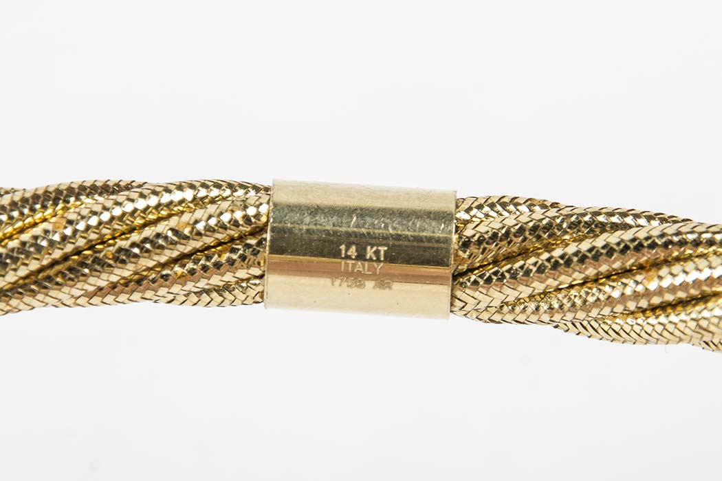 14 KT Gold Stretch Rope Bracelet with Cuff