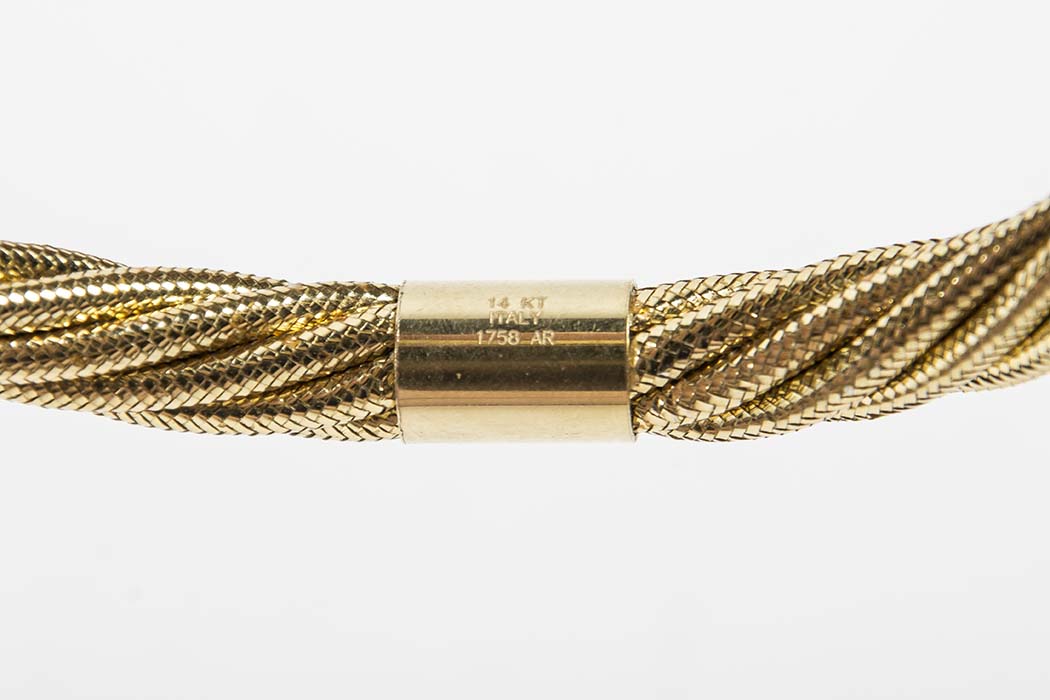 14 KT Gold Stretch Rope Bracelet with Cuff