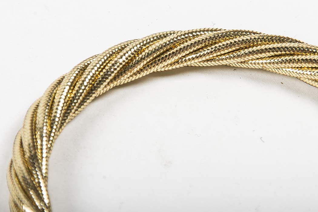 14 KT Gold Stretch Rope Bracelet with Cuff