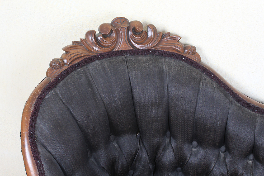 Antique Victorian Settee with Woven Horse Hair Upholstery