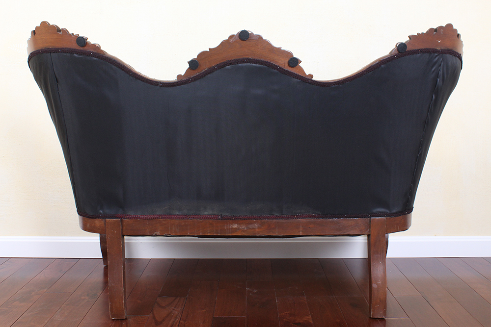 Antique Victorian Settee with Woven Horse Hair Upholstery