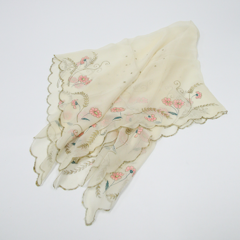 Vintage Hand Painted Gossamer Scarf
