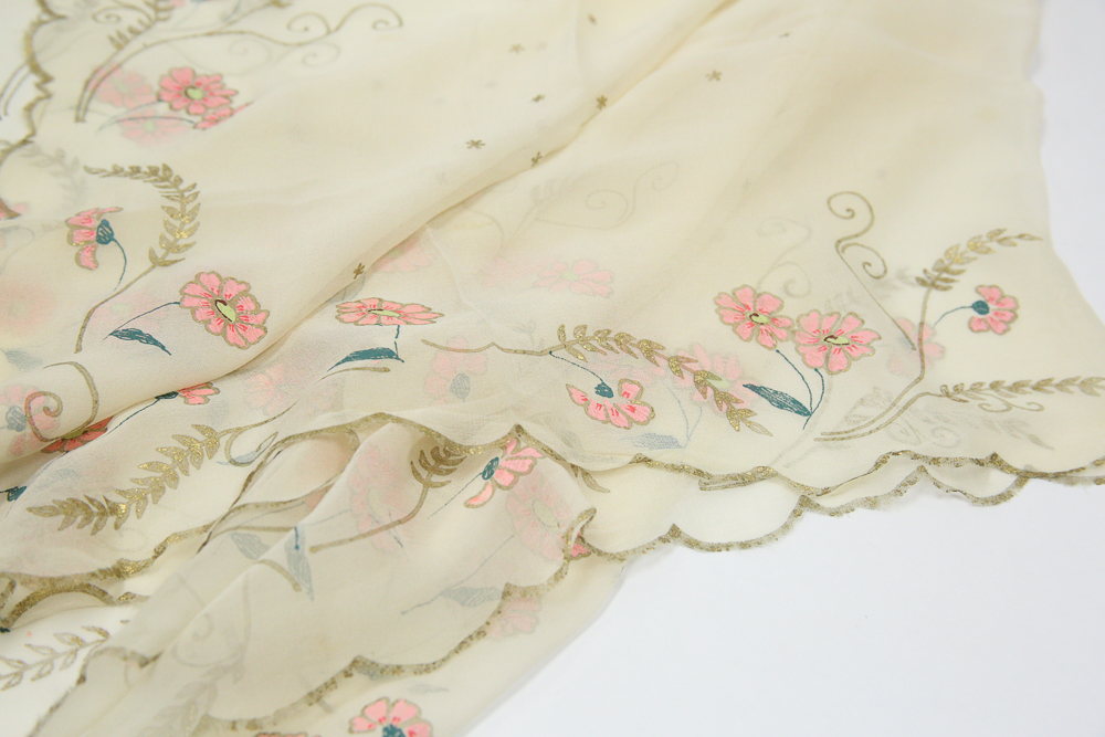 Vintage Hand Painted Gossamer Scarf