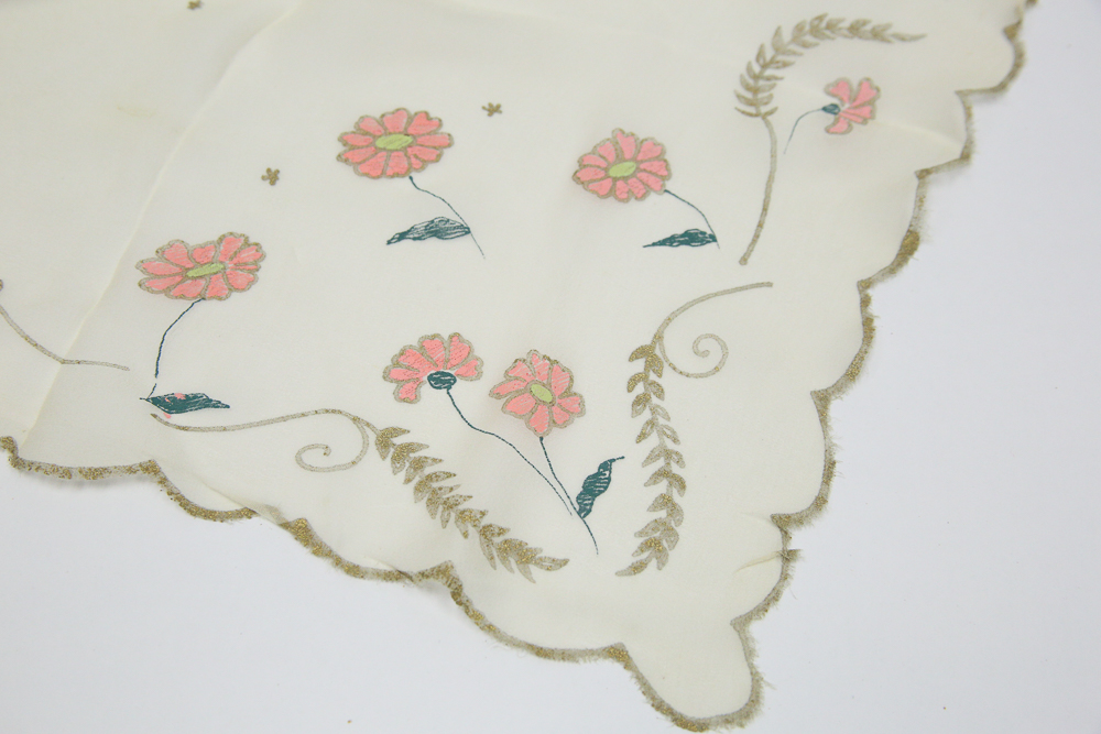 Vintage Hand Painted Gossamer Scarf