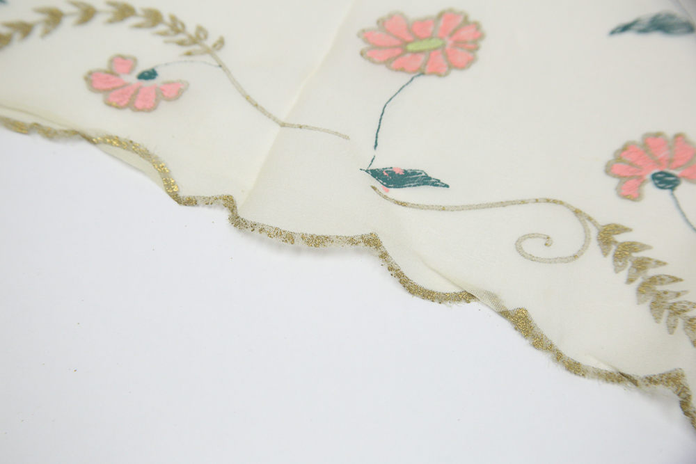 Vintage Hand Painted Gossamer Scarf