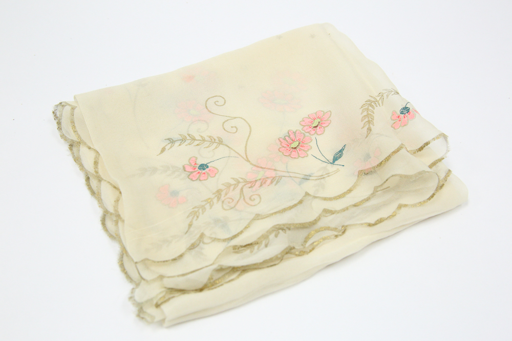 Vintage Hand Painted Gossamer Scarf