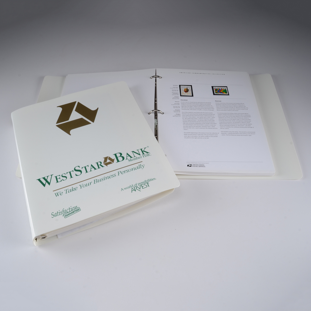 Two West Star Bank Stamp Collection Binders